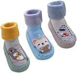 SEAUR Slipper Socks for Baby Floor Socks Non Slip Socks Shoes Infant Toddler Walking Socks with Grips Animal Moccasins Boots Color 5 2-2.5T