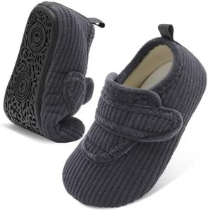 LeIsfIt Toddler Slippers Boys Girls House Shoes Warm Kids Slippers With Non-Slip Rubber Sole Fuzzy Cozy Walking Shoes Indoor/Outdoor, DarkGrey 3.5-4.5 Infant