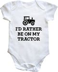 Hippowarehouse I'd rather be on my tractor farmer baby vest bodysuit (short sleeve) boys girls