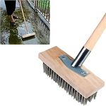 Metal Broom Garden Broom Wire Broom Head Heavy Duty Outdoor Yard Brush Steel Bristles for Deck Scrub Decking Paving Patio Paths Drives, With Iron Accessories (20cm Without handle)