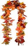 Lvydec 2 Pack Fall Maple Garland - 5.9ft/Piece Artificial Fall Foliage Garland Colorful Autumn Decor for Home Wedding Party (Mixed Color)