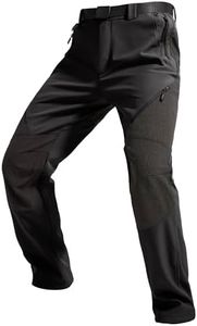 FREE SOLDIER Men's Fleece Lined Outdoor Cargo Hiking Pants Water Repellent Softshell Snow Ski Pants with Zipper Pockets (Graphite Black 36W x 32L)