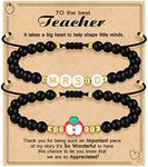 Beaded Bracelets for Women Teacher Appreciation Gifts for Her O Initial Bracelet Black Bead Bracelet End of The Year Teacher Gifts Mrs Birthday Retirement Christmas Jewelry