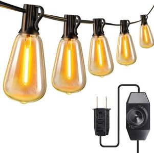 KNONEW Outdoor String Lights with Dimmer, 32.8FT Outside Patio Lights Dimmable 15 Shatterproof ST38 Bulbs Waterproof UL Listed Hanging Light forr Bistro, Porch, Deck, Backyard, Balcony