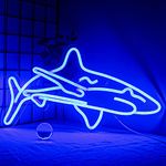 Ineonlife Shark Led Neon Sign for Bedroom Blue Neon Signs Wall Decorative 17''x9'' Acrylic USB Powered Unique Night Light For Boys Gifts Living Room Shop Hotel Bar Party Supplies