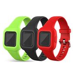 Chofit (3-Pack) Straps Compatible with Garmin Vivofit jr.3 Strap, Adjustable Replacement Soft Silicone Sport Wristband Band Armbands for Kids 4+ for Vivofit jr.3 Fitness Tracker (Black+Red+Green)