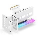 EZDIY-FAB Vertical PCIe 4.0 GPU Mount Bracket Graphic Card Holder with 5V 3 Pin ARGB LED Module, Video Card Support Kit with PCIe 4.0 X16 Gen4 17cm/6.69in White Riser Cable 90 Degree Right Angle-White