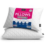 Adam Home Pillows 2 Pack Hotel Quality with Quilted Cover Hypoallergenic & Dust Mite Resistant Filling – Ideal for Stomach, Back and Side Sleepers Down Alternative Hotel Pillows