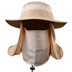 Mens Outdoor Legionnaire Hat Camping Fishing Hunting Fully Sun Protection Hat Cap with Flap Neck Protector Detachable Mesh Mouth Cover UPF 50+ Anti-UV Summer Beach Trekking Hat