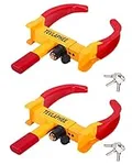 Tevlaphee Universal Wheel Lock Heavy Duty Security Trailer Wheel Lock Tires Anti Theft for Car SUV Boat Motorcycle Golf Cart Great Deterrent Bright Color with 3 Keys (Red-Yellow-2 Pack)