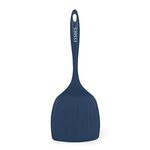 ESSBES Extra Large Silicone Turner - 600F Heat Resistant Nonstick Flexible Kitchen Spatula, BPA Free Dishwasher Safe Utensils, Nonslip Grips One Piece Cookware Suitable for Cooking Baking (Blue)