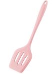 Baskety Silicone Turner Spatula/Slotted Spatula, High Heat Resistant to 480°F, Hygienic One Piece Design, Non Stick Rubber Kitchen Utensil for Fish, Eggs, Pancakes, Wok 26.5 * 6. 2CM (Pink)