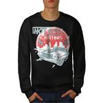 Wellcoda Hot Car Vintage Mens Sweatshirt, Exclusive Casual Pullover Jumper Black L