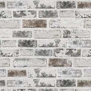 PeonyQueen Brick Peel and Stick Wallpaper 17.3"x984" 3D Brick Wallpaper | Self Adhesive Removable Wallpaper Grey and White Textured Vintage Contact Paper for Fireplace Kitchen Home Decoration Vinyl
