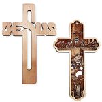 Incredible Gifts India Name on Cross and Engraved Story on Wooden Cross (Set of 2) for Christmas