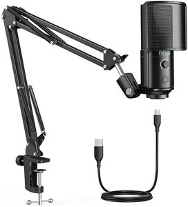 Fifine USB Microphone Kit for Podcast Recording, PC Condenser Microphone Set with Boom Arm Stand, Mute Button, Pop Filter, Computer Cardioid Metal Mic for Streaming Vocal Voiceover Singing-T669PRO1