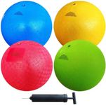 AppleRound 8.5-inch Dodgeball Playground Balls, Pack of 4 Balls with 1 Pump, Official Size for Dodge Ball, Handball, Camps and Schools (Multicolor)