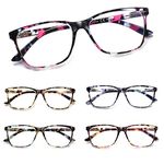 Kerecsen 5 Pack Ladies Reading Glasses Blue Light Blocking Spring Hinge Fashion Pattern Print Eyeglasses for Women (5 Pack Mix Color, 1.50, Diopter)