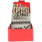 Miranda MIR25STD Standard Jobber Drill Bit Set Size 1 mm to 13 mm Metal Box Pack of 25 Pieces