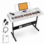 Vangoa Piano Keyboard 61 Keys with Full-size Lighted Keys, Beginner Electric Keyboard Piano for Kids Teens Adults with Stand, Microphone, White