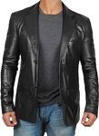 Black Leather Jacket for Men - Real Lambskin Leather Blazer Jackets | [1500562] Black Blazer, S