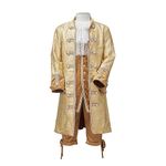 Men's 18th Century Gentleman Costume Victorian Court Noble Tailcoat Suit Prince Prom Outfit, Gold, Small