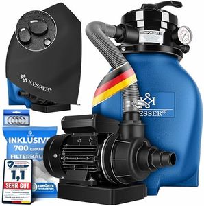 KESSER® Sandfilter Sandfilteranlage + 700g Filterbälle ersetzen 25kg Filtersand-Poolfilter 10 m³/h Filteranlage Filterkessel für Pool Schwimmbecken 4-Wege Ventil, einfache Steuerung, Inkl. Cover, Blau