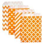 KEYYOOMY 200 Pcs Orange Candy Buffet Bags Small Cookie Bags Polka Dot Paper Treat Bags for Wedding Birthday Party (5 inch x 7 inch)