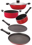 Nirlon Non-Stick Flat Base Gas Compatible Kitchen Cooking Utencil Combo Set, 5 Piece