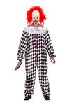 Scary Clown With Wig Halloween Fancy Dress Costume Medium