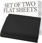 Southshore Fine Living, Inc. 2-Pack King Size Flat Sheets Only, Premium Oversized Black Bed Sheets, 112" x 102" Cal/King Top Sheet Stays Tucked on Deep Mattresses, Flat Sheet Set of 2, Black