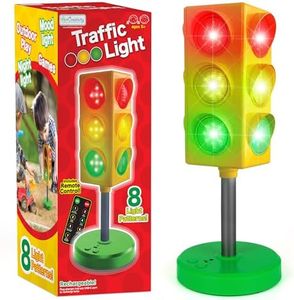 ArtCreativity Traffic Light Lamp - Traffic Light for Kids with Wireless Remote - 8 Different Light Patterns - Classroom Traffic Light Novelty Lamp - Car Room Decor for Boys and Girls Ages 3 and Up