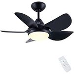 Newday 30 Inch Bedroom Ceiling Fan with Light and Remote Control, Small Black Ceiling Fan with Light Reversible, Quiet Ceiling Fan Lamp with 3 Speed, 4 Timer for Bedroom Living Room Kitchen Study