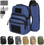 DBTAC Concealed Gun Pouch Compact Tactical Shoulder Bag CCW Crossbody Pack | Pistol Holster Tool Organizer Utility Waist Bag for Work Range Travel w/Lockable Zippers, Shoulder Strap, Urban Blue