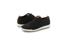 IZOD Black Breeze Oxford Casual Shoes for Men, Wingtip Memory Foam Canvas, 7 UK