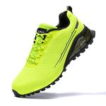 Kricely Men's Trail Running Shoes Fashion Hiking Sneakers for Men Tennis Cross Training Shoe Fluorescent Green Non-Slip Walking Footwear Size 10.5