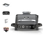 Ninja Woodfire Electric BBQ Grill & Smoker, 7-in-1 Outdoor Grill & Air Fryer, Roast, Bake, Dehydrate, Uses Woodfire Pellets, Weather Resistant, Non-Stick, Portable, Electric, Grey/Black, OG701UK