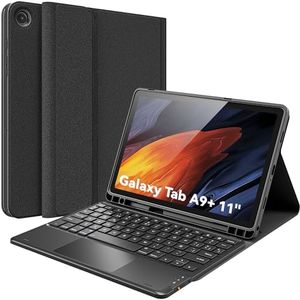 CHESONA Teclado Tablet Samsung A9 Plus, Inteligente touchpad, 2 Canales BT, Desmontable Magnético Teclado para Samsung Galaxy Tab A9 Plus 11” 2023 (SM-X210/X216), Soporte Portalápices, Negro