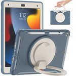 ORIbox Defender Case for iPad 7th and iPad 8th and iPad 9th Gen [10.2 Inch], Full Body Drop Protection, 3 in 1 Shockproof Bumper with 360° Ring Holder Kickstand, Defender Blue