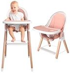 Children Of Design Classic Non-Reclinable 6 in 1 Baby High Chair for Babies and Toddlers, Modern Safe & Compact Wooden Highchair, Easy to Clean, Removable Tray and Cushion, Easy to Assemble