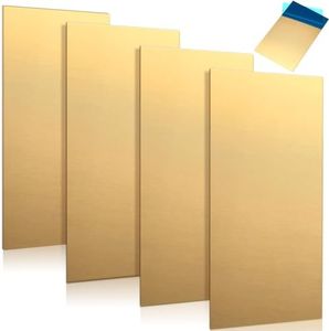 Yaocom 4 Pieces Brass Sheet 6" x 12" x 0.025", 22 Gauge(0.6mm) Thickness Brass Plates Double Sided Film Attached Metal Shims Thin Metal Sheets for Crafts DIY Decoration Hobbies