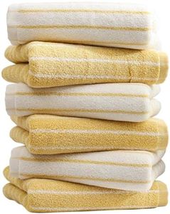 Qaxopl 6-Pack Stripe 100% Cotton Hand Towels, Vintage Bathroom Decor, Ultra-Absorbent & Quick-Drying Face & Hand Towel for Adults Kids, Yellow and White Stripe