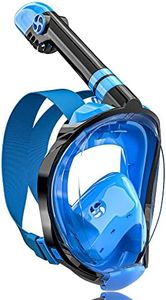 QingSong Full Face Snorkel Mask for Adults, Snorkeling Gear with Camera Mount, 180 Degree Panoramic View Snorkel Set Anti-Fog Anti-Leak
