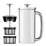 ESPRO - P7 French Press - Double Walled Stainless Steel Insulated Coffee and Tea Maker with Micro-Filter, Keep Drinks Hot for Hours, Perfect for Home or Travel (Polished Stainless Steel, 18 Ounce)