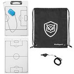 WISEPLAYERFC Double Sided Tactical Football Coach Whiteboard with Whistle and Bag