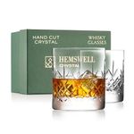 Hemswell Crystal Whisky Glasses Set of 2-310ml Crystal Whiskey Glasses - Cut Glass Tumblers - Traditional Cut Lead Free High Clarity Glass - Satin Lined Box - Wicklow