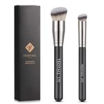 TEOYALL Kabuki Brush Set, 2 Size Angled Foundation Brush Concealer Brush Contour Brush with Dense Synthetic Bristle