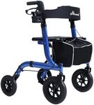 Rollator Walker for Seniors, Lightweight Foldable All Terrain Rolling Walker with seat, Aluminum Walkers with 10 inch Rubber Wheels, Handles and Backrest for Seniors and Adult