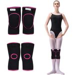 Bezioner Knee Pads for Dancer Knee Compression Sleeves Support for Women Girls Boys Adult (Pink in Black, L)