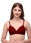 Roxxy Lingerie Moulded Heavy Padded Lycra semi Push-up Bra for Every Day Comfort with Multi Colour and Wide rang of Size (C, Maroon, 40)